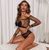 Жіночий еротичний комплект сітка з довгим рукавом (топ + трусики), прозора білизна, чорний 52 фото