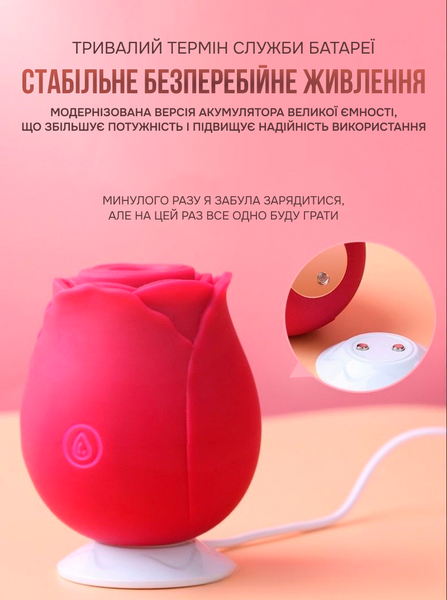 Вакуумний кліторальний стимулятор, Rose Pulse, червоний 2 фото
