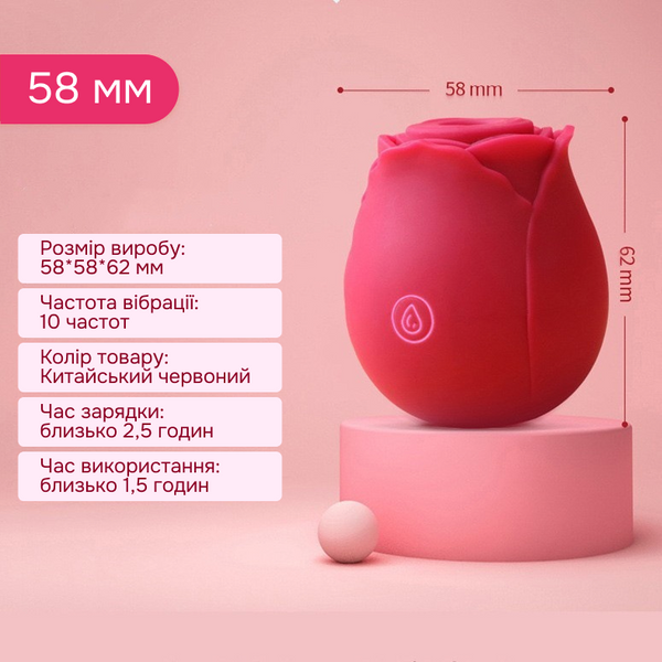 Вакуумний кліторальний стимулятор, Rose Pulse, червоний 2 фото