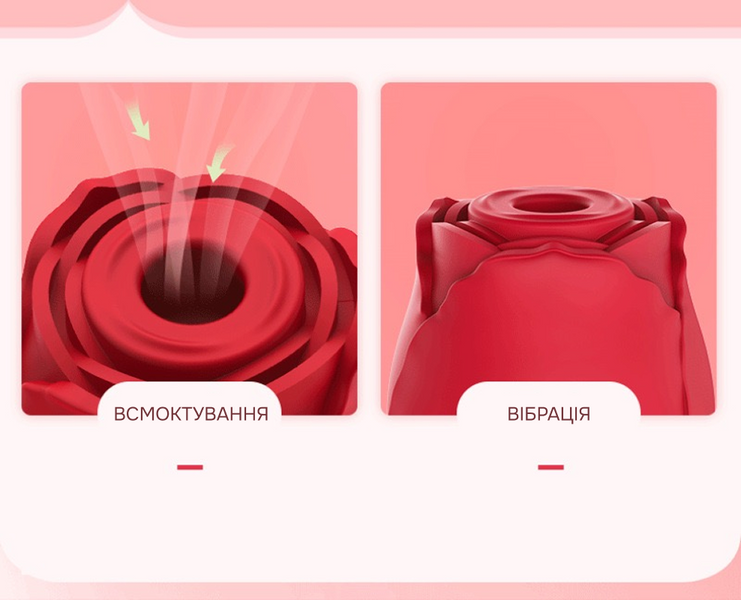 Вакуумний кліторальний стимулятор, Rose Pulse, червоний 2 фото