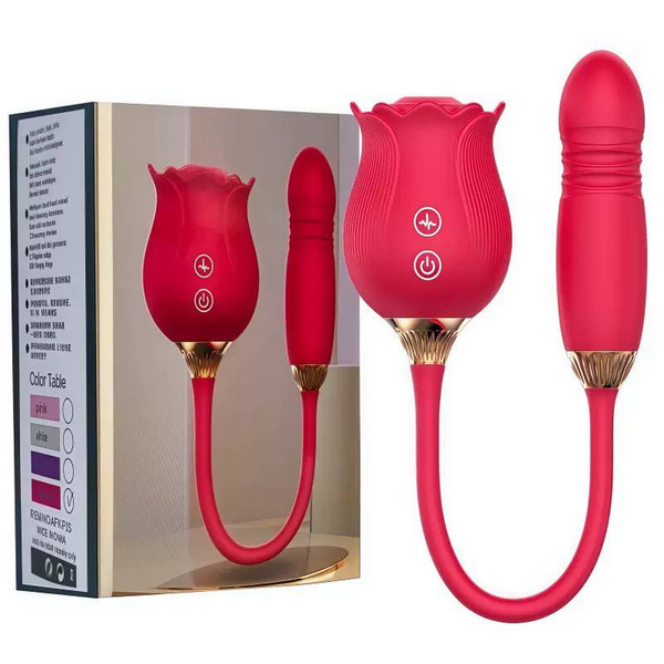 Двойной вакуумно-вибрационный стимулятор-роза - Rose Vibe Duo, красный 4 фото