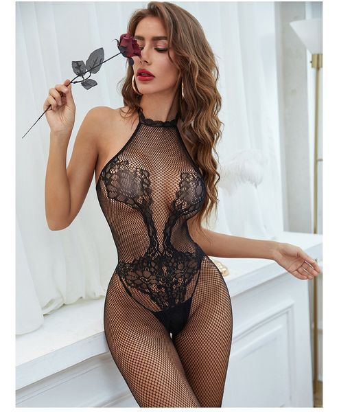 Эротическое боди-сетка с ажурным узором и открытой спиной 48 фото